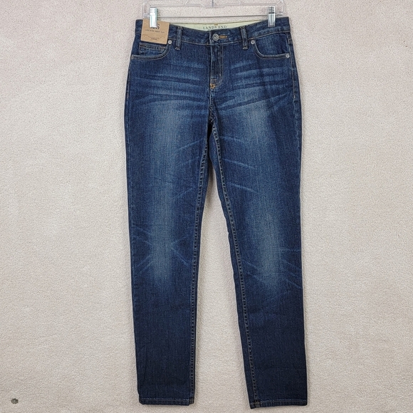 Lands' End Canvas Low Rise Dark Wash Bootcut Denim Blue Jeans Sz 26 NEW - Picture 1 of 12